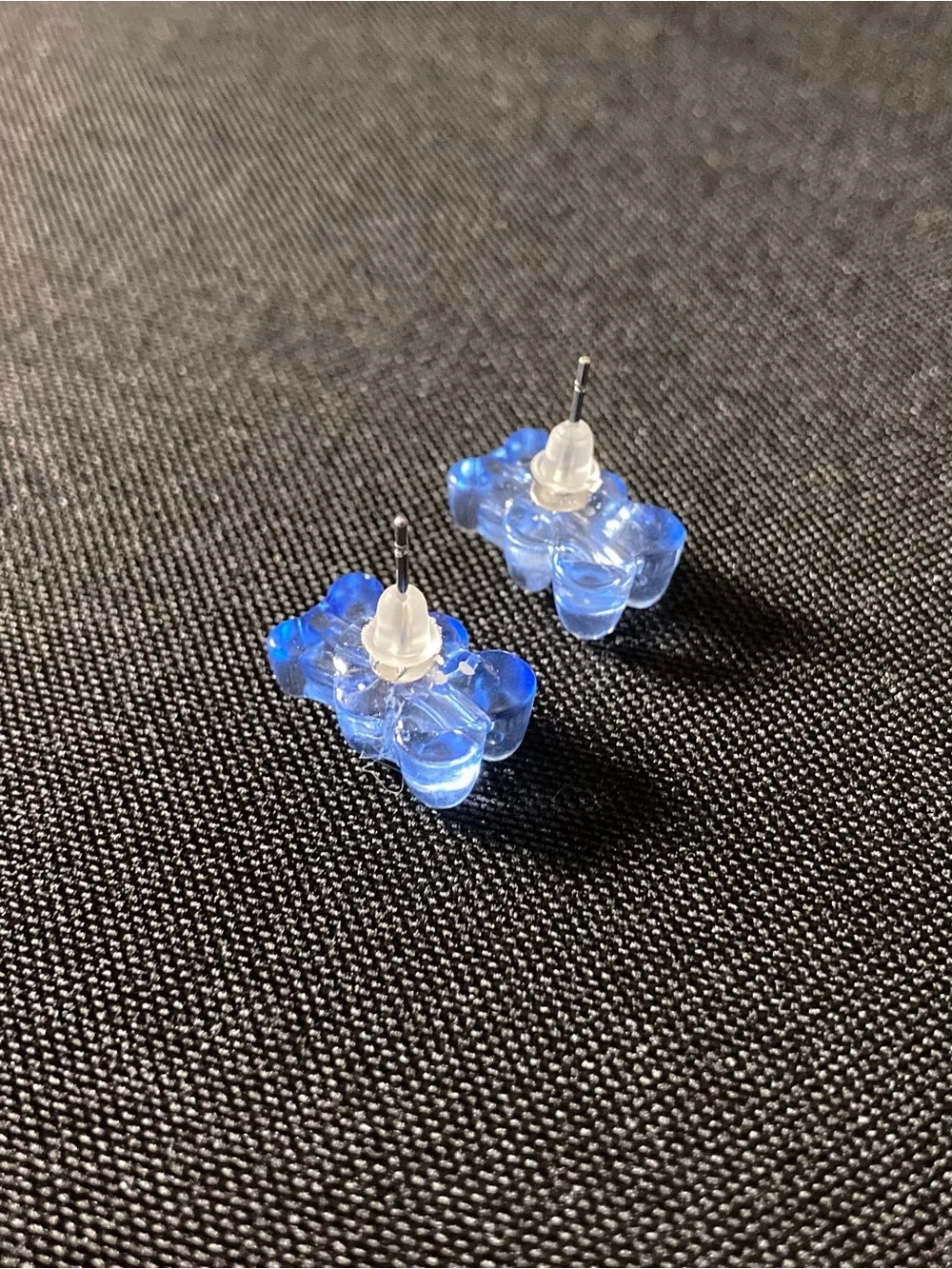 Handmade Light Blue Transparent Gummy Bear Stud Earrings